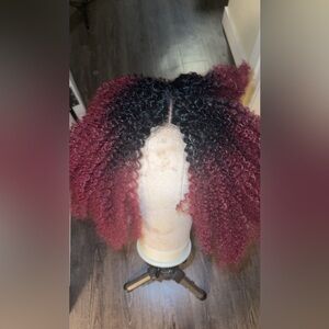 Curly Ombre Burgundy and Black Hair Wig
